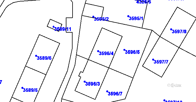 Parcela st. 3596/4 v KÚ Teplice, Katastrální mapa