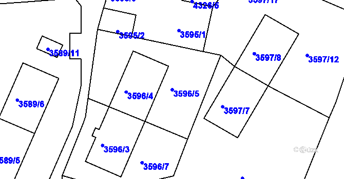 Parcela st. 3596/5 v KÚ Teplice, Katastrální mapa
