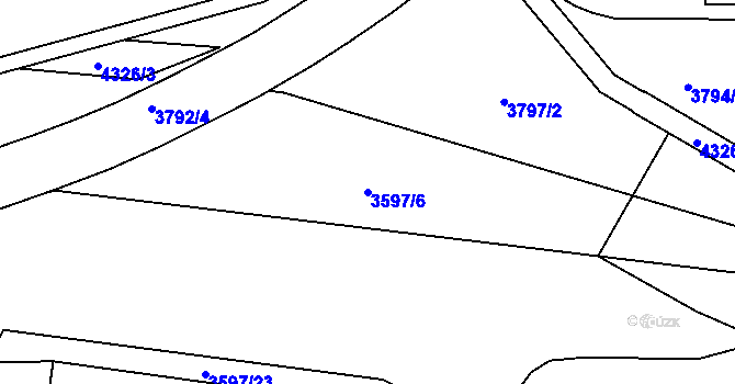 Parcela st. 3597/6 v KÚ Teplice, Katastrální mapa