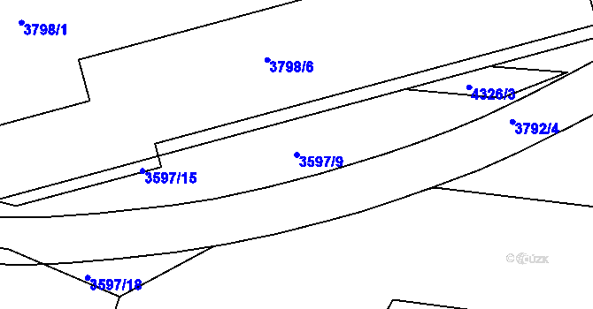Parcela st. 3597/9 v KÚ Teplice, Katastrální mapa