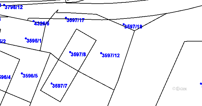 Parcela st. 3597/12 v KÚ Teplice, Katastrální mapa