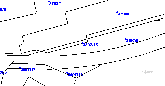 Parcela st. 3597/15 v KÚ Teplice, Katastrální mapa