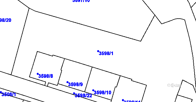 Parcela st. 3598/1 v KÚ Teplice, Katastrální mapa