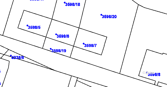 Parcela st. 3598/7 v KÚ Teplice, Katastrální mapa