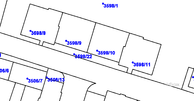 Parcela st. 3598/10 v KÚ Teplice, Katastrální mapa