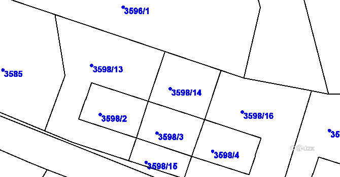 Parcela st. 3598/14 v KÚ Teplice, Katastrální mapa