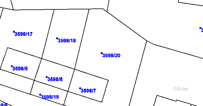 Parcela st. 3598/20 v KÚ Teplice, Katastrální mapa