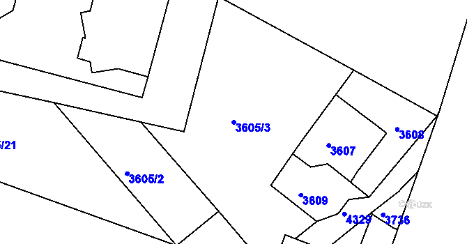 Parcela st. 3605/3 v KÚ Teplice, Katastrální mapa