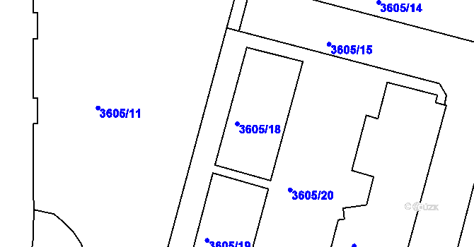 Parcela st. 3605/18 v KÚ Teplice, Katastrální mapa