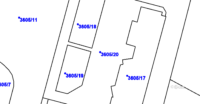 Parcela st. 3605/20 v KÚ Teplice, Katastrální mapa