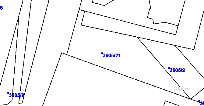 Parcela st. 3605/21 v KÚ Teplice, Katastrální mapa