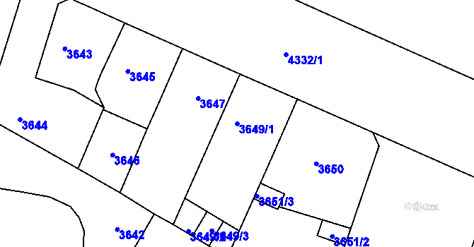 Parcela st. 3649/1 v KÚ Teplice, Katastrální mapa