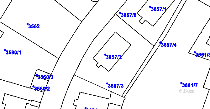 Parcela st. 3657/2 v KÚ Teplice, Katastrální mapa