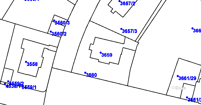 Parcela st. 3659 v KÚ Teplice, Katastrální mapa