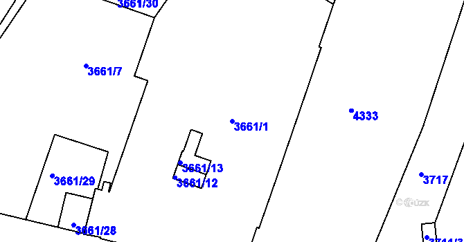 Parcela st. 3661/1 v KÚ Teplice, Katastrální mapa