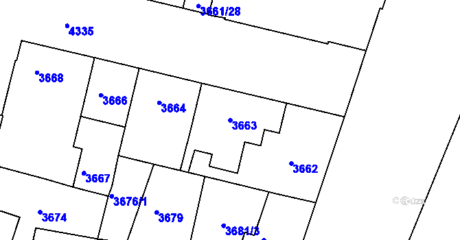 Parcela st. 3663 v KÚ Teplice, Katastrální mapa