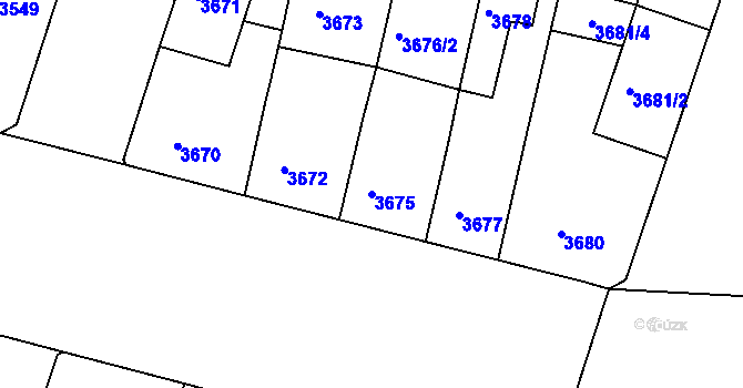 Parcela st. 3675 v KÚ Teplice, Katastrální mapa