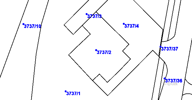 Parcela st. 3737/2 v KÚ Teplice, Katastrální mapa
