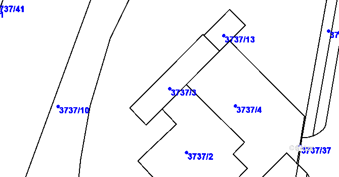 Parcela st. 3737/3 v KÚ Teplice, Katastrální mapa