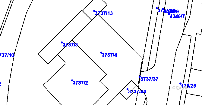 Parcela st. 3737/4 v KÚ Teplice, Katastrální mapa