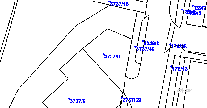 Parcela st. 3737/6 v KÚ Teplice, Katastrální mapa