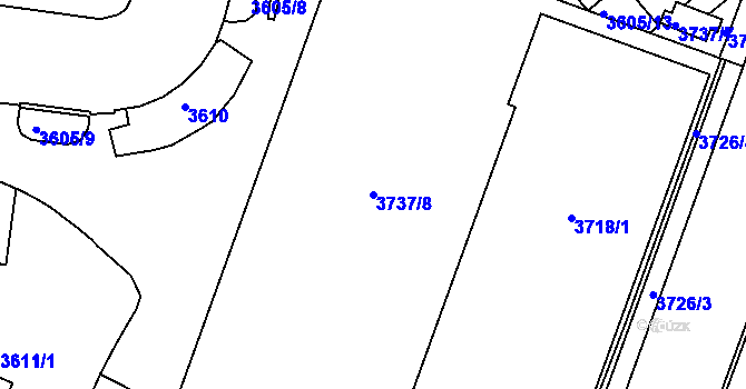Parcela st. 3737/8 v KÚ Teplice, Katastrální mapa