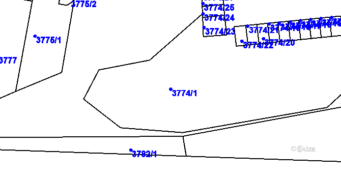 Parcela st. 3774/1 v KÚ Teplice, Katastrální mapa