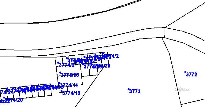 Parcela st. 3774/2 v KÚ Teplice, Katastrální mapa