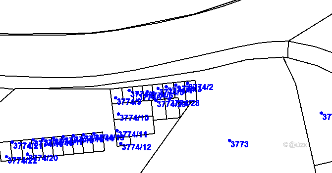 Parcela st. 3774/4 v KÚ Teplice, Katastrální mapa
