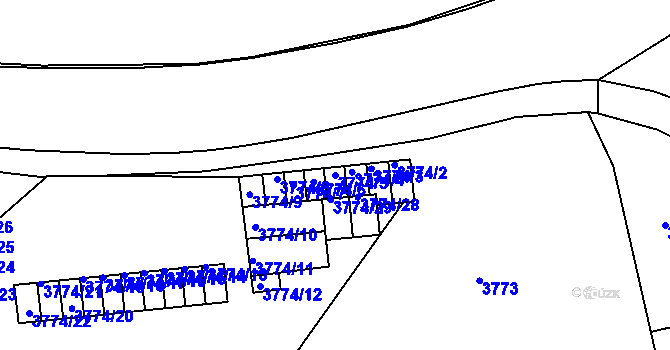 Parcela st. 3774/5 v KÚ Teplice, Katastrální mapa