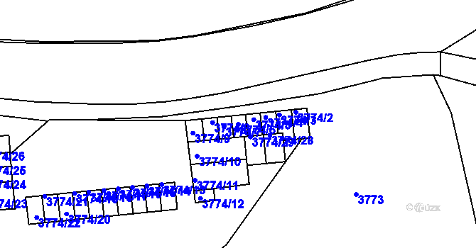 Parcela st. 3774/6 v KÚ Teplice, Katastrální mapa