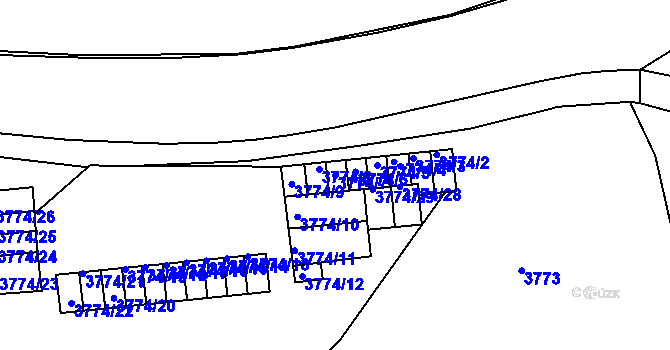 Parcela st. 3774/7 v KÚ Teplice, Katastrální mapa