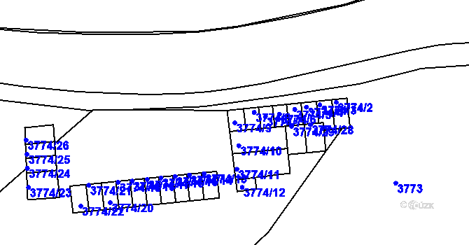 Parcela st. 3774/9 v KÚ Teplice, Katastrální mapa