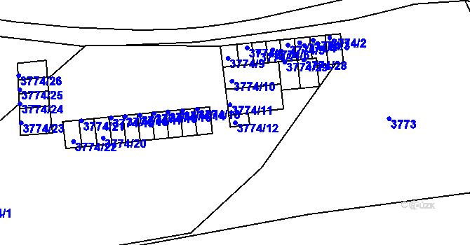 Parcela st. 3774/12 v KÚ Teplice, Katastrální mapa