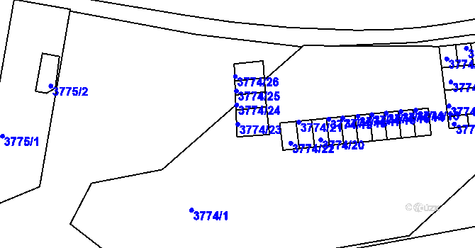 Parcela st. 3774/23 v KÚ Teplice, Katastrální mapa