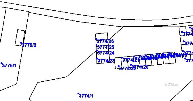 Parcela st. 3774/24 v KÚ Teplice, Katastrální mapa