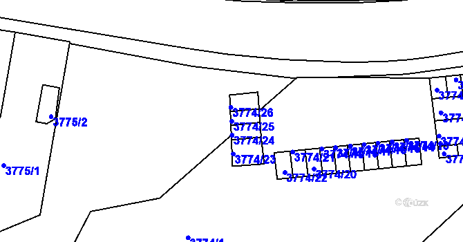 Parcela st. 3774/25 v KÚ Teplice, Katastrální mapa