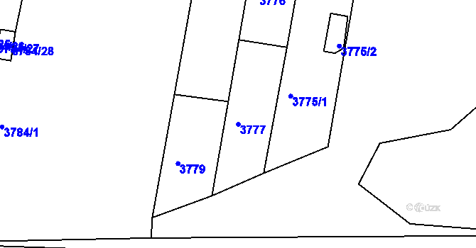 Parcela st. 3777 v KÚ Teplice, Katastrální mapa