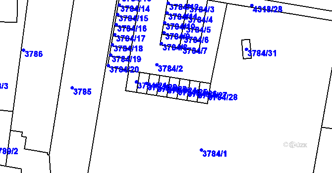 Parcela st. 3784/24 v KÚ Teplice, Katastrální mapa