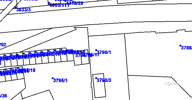Parcela st. 3790/1 v KÚ Teplice, Katastrální mapa