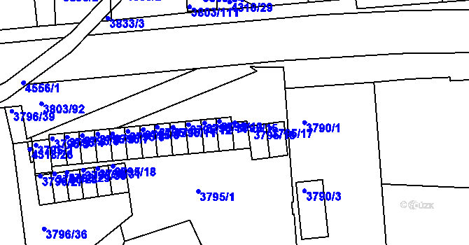 Parcela st. 3795/15 v KÚ Teplice, Katastrální mapa