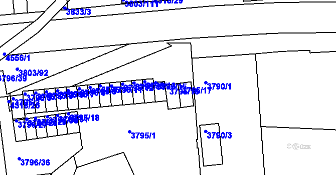Parcela st. 3795/16 v KÚ Teplice, Katastrální mapa