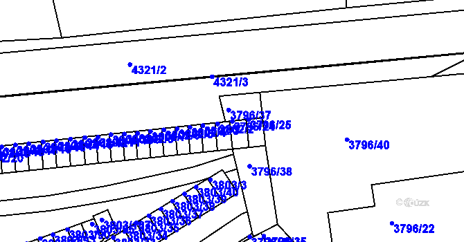 Parcela st. 3796/24 v KÚ Teplice, Katastrální mapa