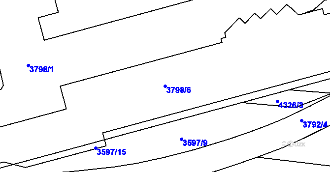 Parcela st. 3798/6 v KÚ Teplice, Katastrální mapa