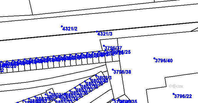 Parcela st. 3802/2 v KÚ Teplice, Katastrální mapa