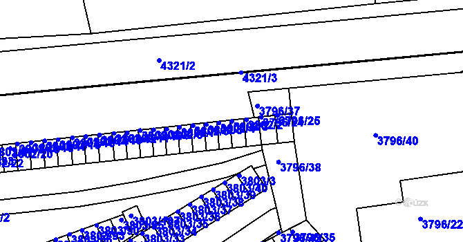 Parcela st. 3802/3 v KÚ Teplice, Katastrální mapa