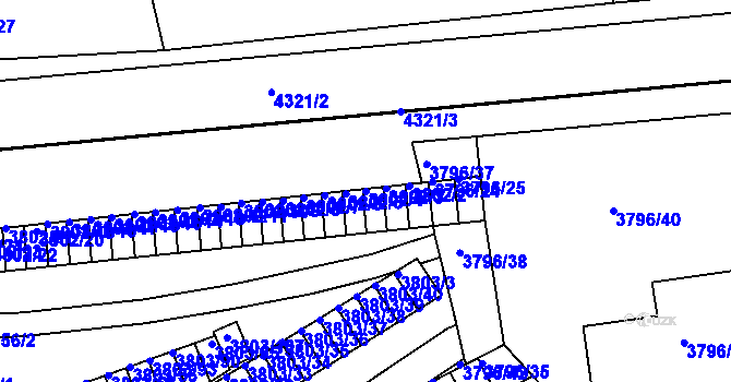 Parcela st. 3802/4 v KÚ Teplice, Katastrální mapa
