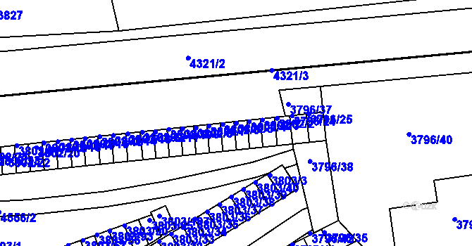 Parcela st. 3802/5 v KÚ Teplice, Katastrální mapa