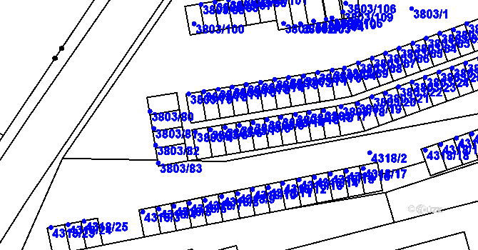 Parcela st. 3803/7 v KÚ Teplice, Katastrální mapa