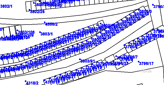 Parcela st. 3803/13 v KÚ Teplice, Katastrální mapa